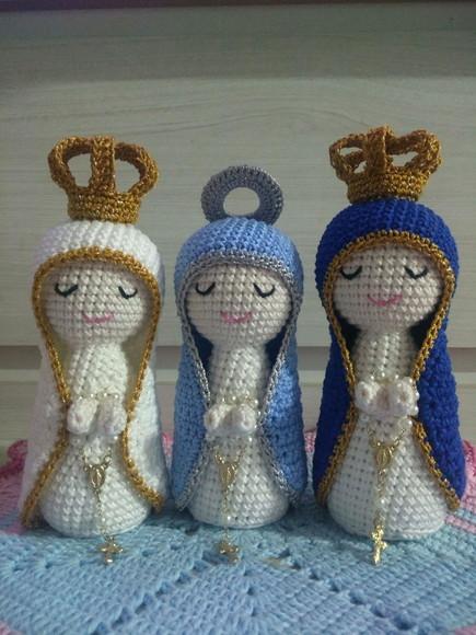 Trio de Santinhas Feitas em Croche