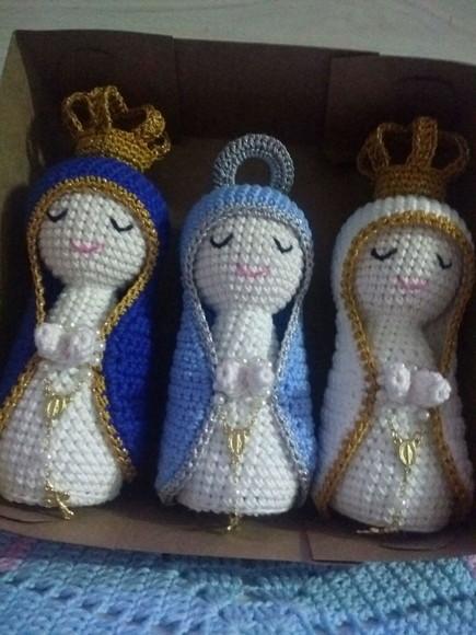 Trio de Santinhas Feitas em Croche