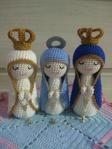 Trio de Santinhas Feitas em Croche