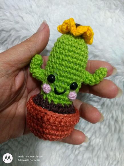 Trio de Chaveiros de Crochê Cactos