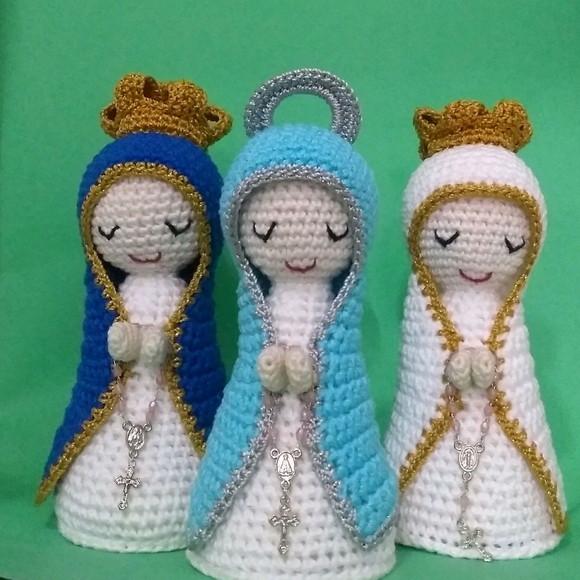 Trio de Santinhas Feitas em Croche
