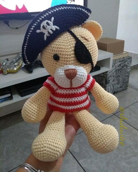 Urso Pirata da Artesanato Flor de Lis
