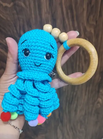 Amigurumi Chocalho Polvo Azul