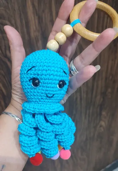 Amigurumi Chocalho Polvo Azul