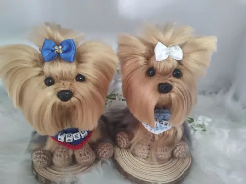 Casal Mini Pet Yorkshire - Amigurumi de Crochê