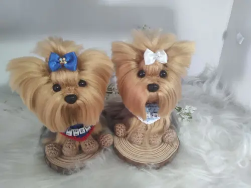 Casal Mini Pet Yorkshire - Amigurumi de Crochê