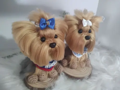 Casal Mini Pet Yorkshire - Amigurumi de Crochê