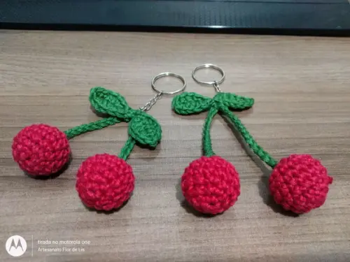 Chaveiro de Frutas em crochê