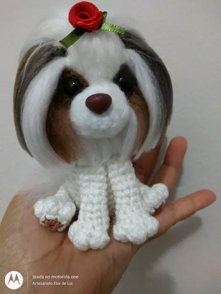 Mini Shitzu - Amigurumi De Crochê