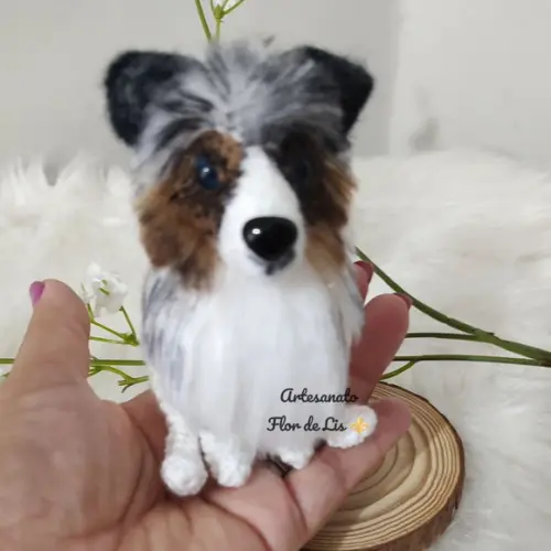Miniatura Pastor Belga - Amigurumi de Crochê com Feltragem