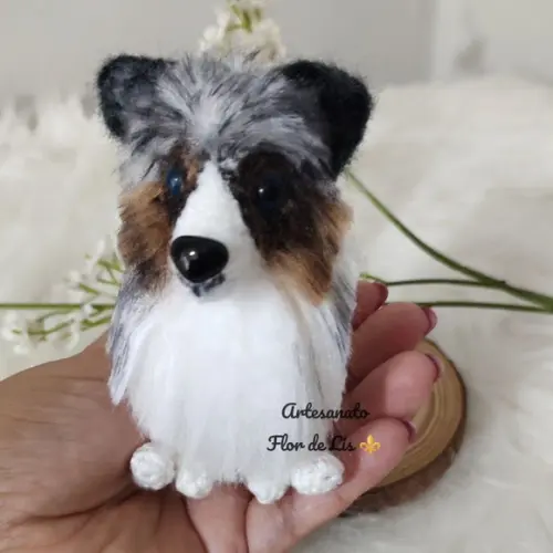 Miniatura Pastor Belga - Amigurumi de Crochê com Feltragem
