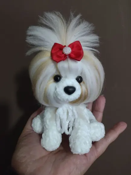 Miniatura Shitzu - Amigurumi de Crochê com Feltragem
