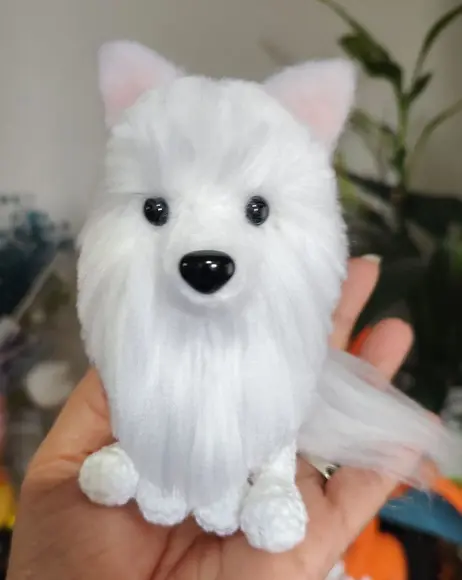 Miniatura Samoieda - Amigurumi de Crochê com Feltragem