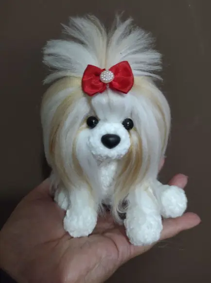 Miniatura Shitzu - Amigurumi de Crochê com Feltragem