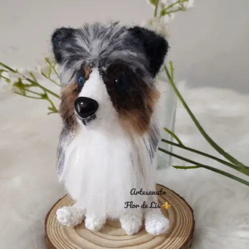 Miniatura Pastor Belga - Amigurumi de Crochê com Feltragem