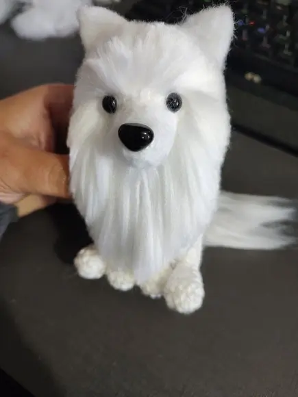 Miniatura Samoieda - Amigurumi de Crochê com Feltragem