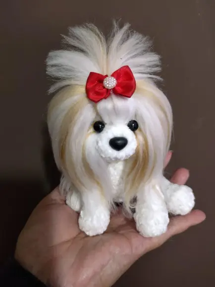 Miniatura Shitzu - Amigurumi de Crochê com Feltragem