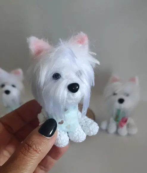 Miniatura Westie Terrier- Amigurumi de Crochê com Feltragem