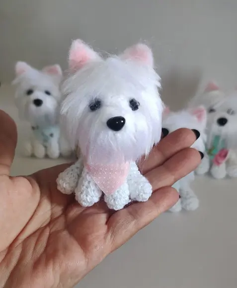 Miniatura Westie Terrier- Amigurumi de Crochê com Feltragem