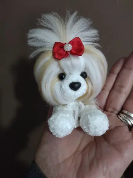Miniatura Shitzu - Amigurumi de Crochê com Feltragem