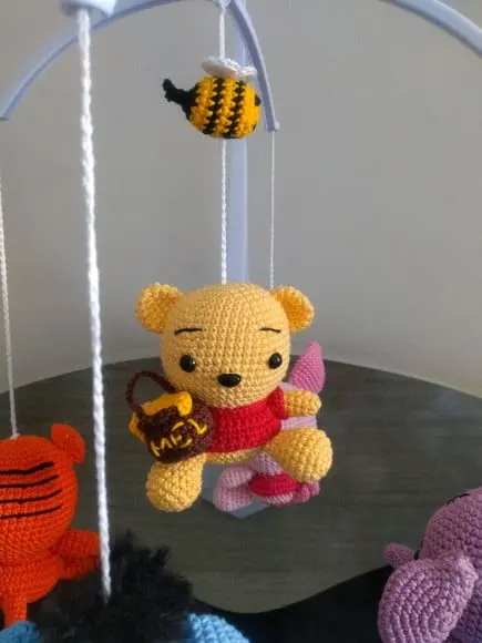 Mobile com a Turma do Ursinho Pooh em Amigurumi