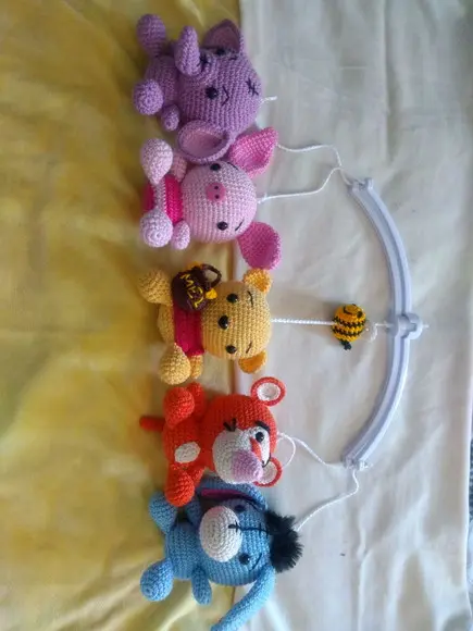 Mobile com a Turma do Ursinho Pooh em Amigurumi