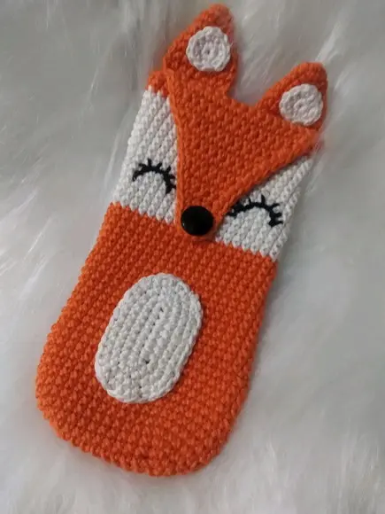 Porta Celular em Crochê - Raposa