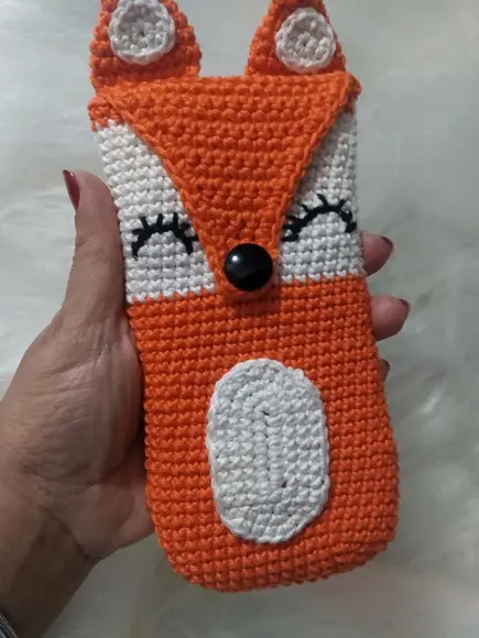 Porta Celular em Crochê - Raposa