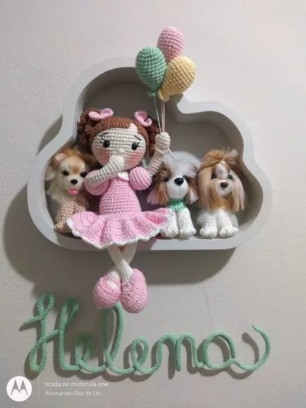 Porta Maternidade Boneca e 3 Cachorrinhos