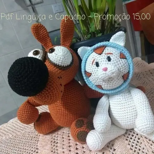 Receita Amigurumi Linguiça + Gatinho com Capuz