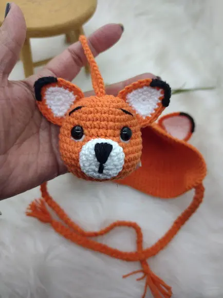 Toucas Em Croche Para Bebês Com Chaveiro - Raposa
