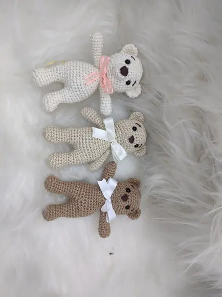 Trio de Mini Ursinho em Crochê - Amigurumi
