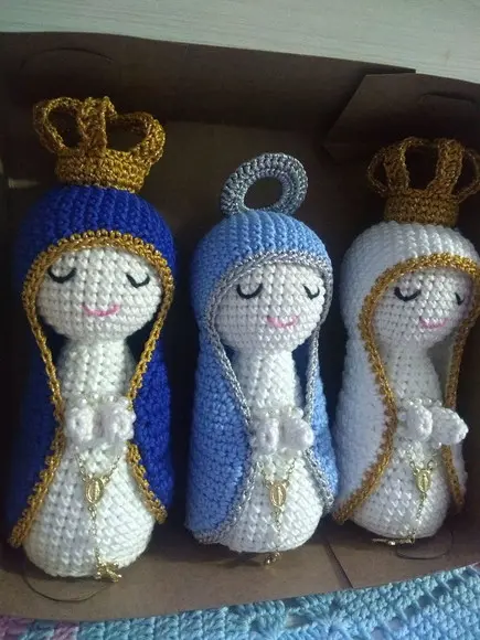 Trio de Santinhas Feitas em Croche