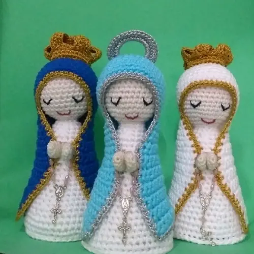 Trio de Santinhas Feitas em Croche