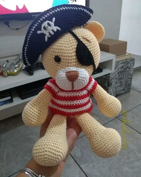 Urso Pirata da Artesanato Flor de Lis