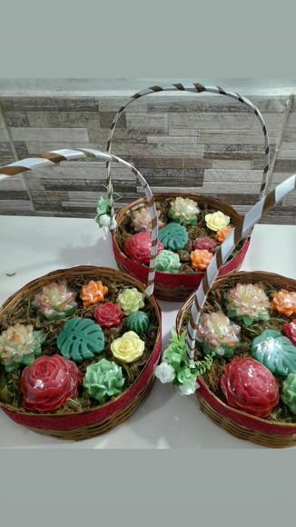 Cesta de Sabonetes Suculentas