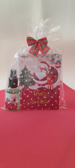 Kit de Bloquinho A6 + Home Spray e Sacolinha Estampa Natal