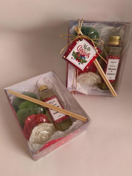 kit mini sabonetes e difusor natal