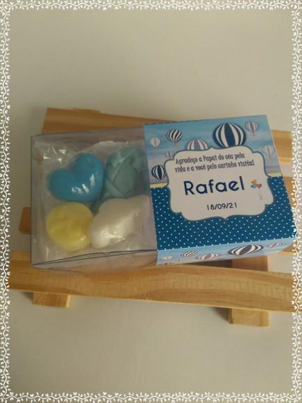 Lembrancinha Sabonete Balão +nuvem+coração+inicial do Nome