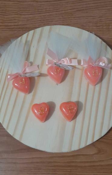Mini Sabonete Coração com Aliança Lembrancinha Casamento