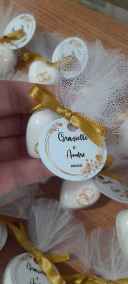 Mini Sabonetes Coração com Aliança Casamento
