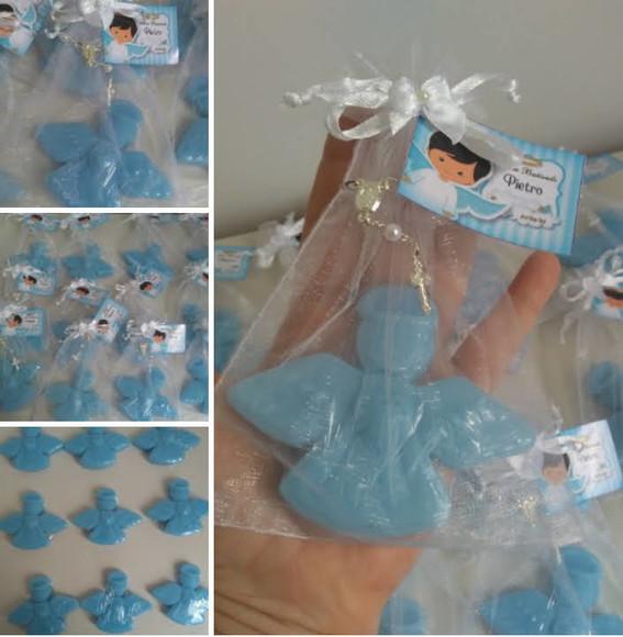 Sabonete Anjo da Guarda e Mini Terço no Saco de Organza