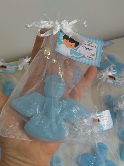 Sabonete Anjo da Guarda e Mini Terço no Saco de Organza