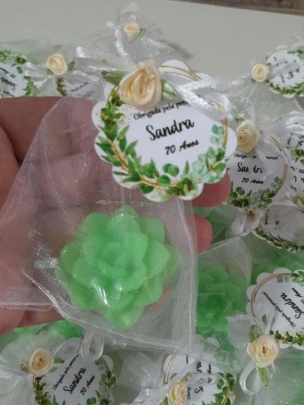 Sabonete Mini Suculentas no Saquinho de Organza