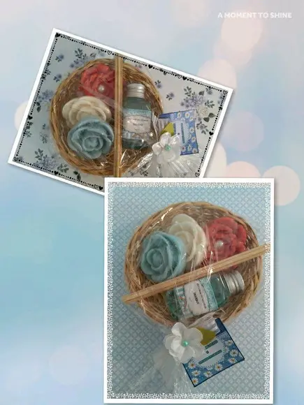 Kit cesta de sabonetes e mini difusor