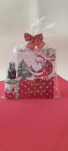 Kit de Bloquinho A6 + Home Spray e Sacolinha Estampa Natal