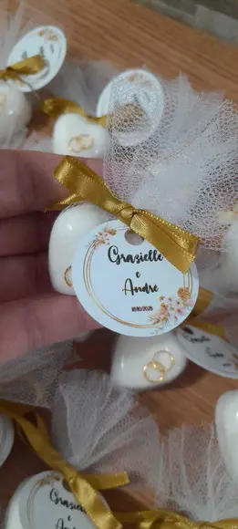 Mini Sabonetes Coração com Aliança Casamento