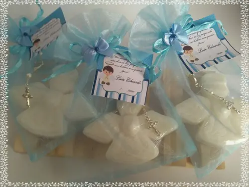 Sabonete Anjo com Mini Terço no Saquinho de Organza