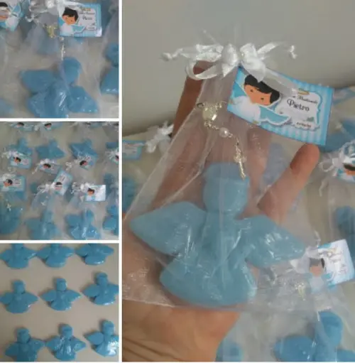 Sabonete Anjo da Guarda e Mini Terço no Saco de Organza