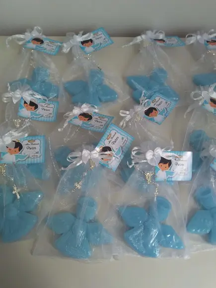 Sabonete Anjo da Guarda e Mini Terço no Saco de Organza
